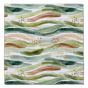 Green & Gold Vertical Stripes Eco-Friendly Washcloth