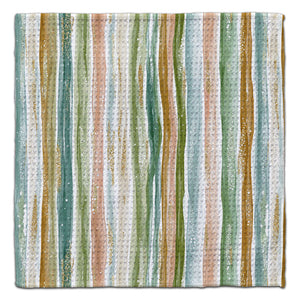 Green & Gold Wavy Horizontal Stipes Eco-Friendly Washcloth