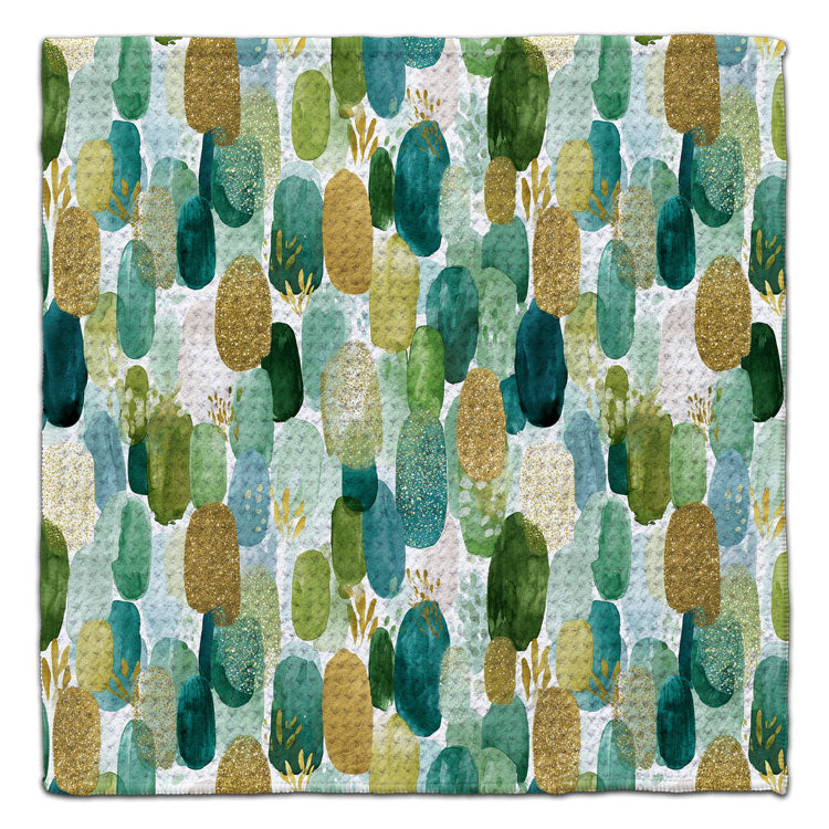 Green & Gold Droplets Pattern Eco-Friendly Washcloth