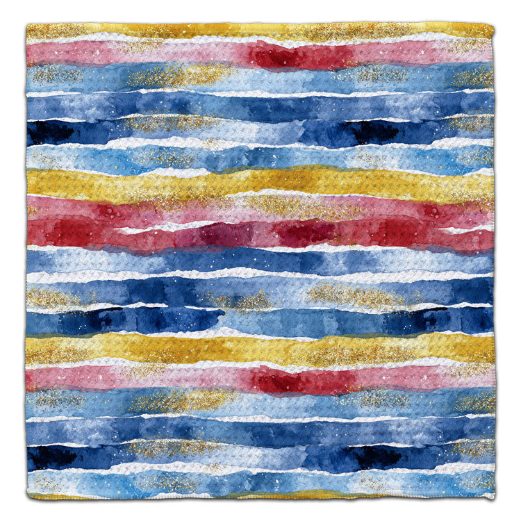 Red, Blue, & Gold Horiz. Stripes Eco-Friendly Washcloth