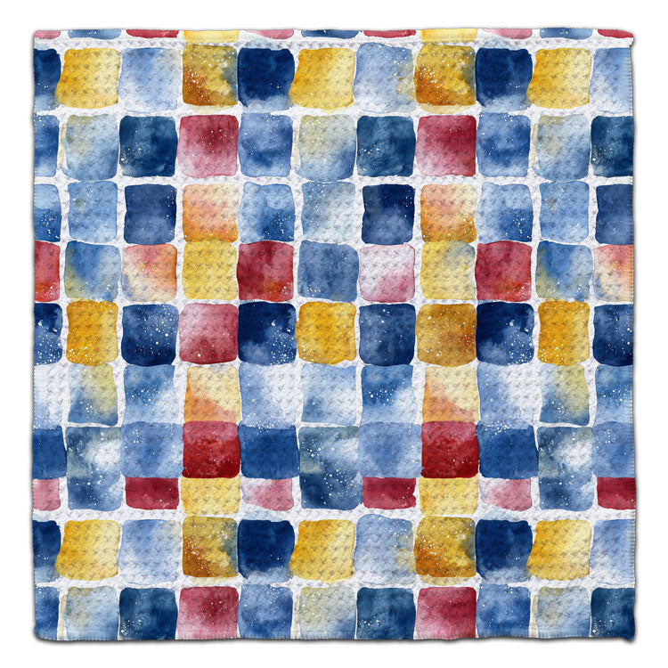 Red, Blue, & Gold Squares Eco-Friendly Washcloth