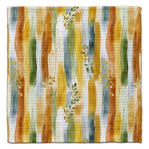 Green & Gold Vertical Stripes Eco-Friendly Washcloth