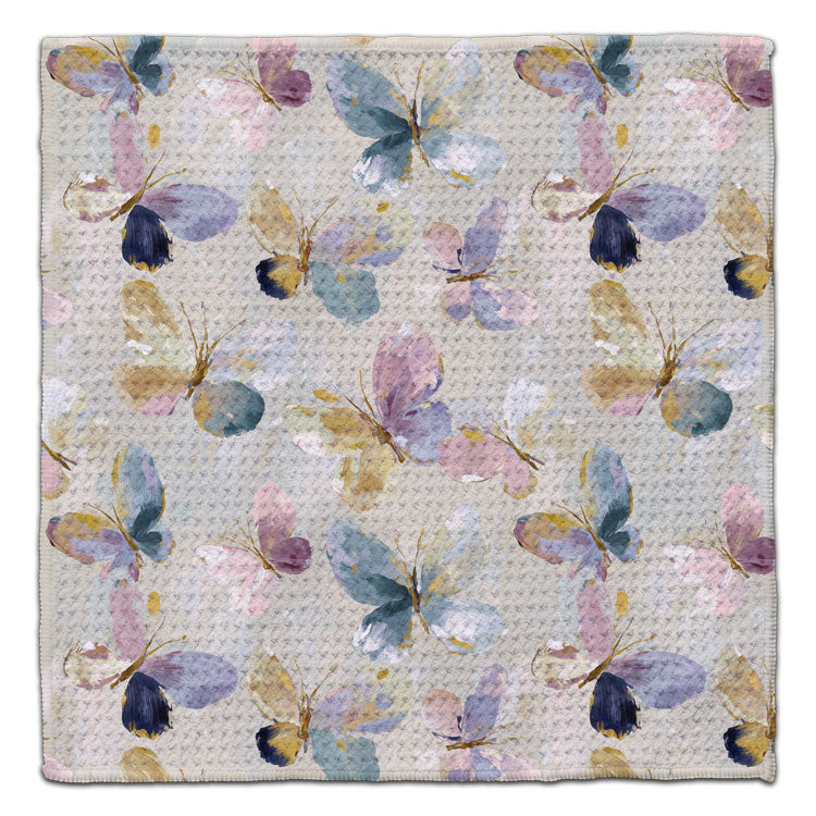 Butterflies on Gray Background Eco-Friendly Washcloth