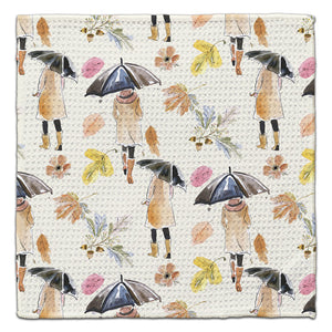 Woman with Umbrella Eco-Friendly Washcloth