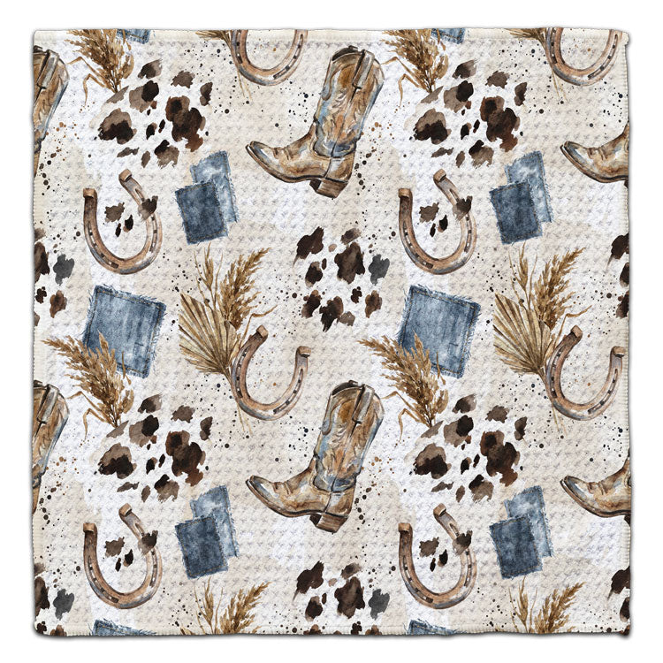 Cowboy Boots & Horseshoes Eco-Friendly Washcloth - CJ Bella Co.