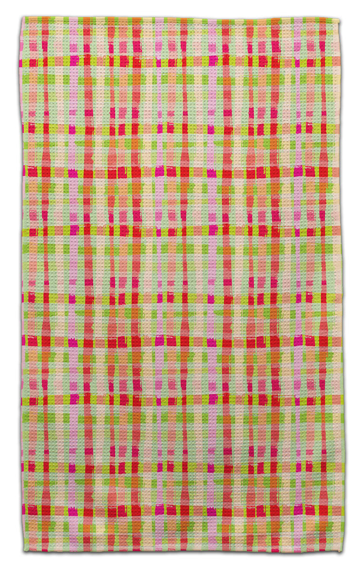 Green/Pink Check Eco-Friendly Towel