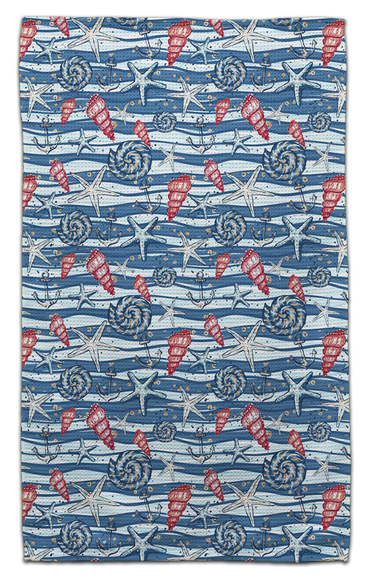 Underwater Shells Light 2 Tone Waves Eco-Friendly Towel
