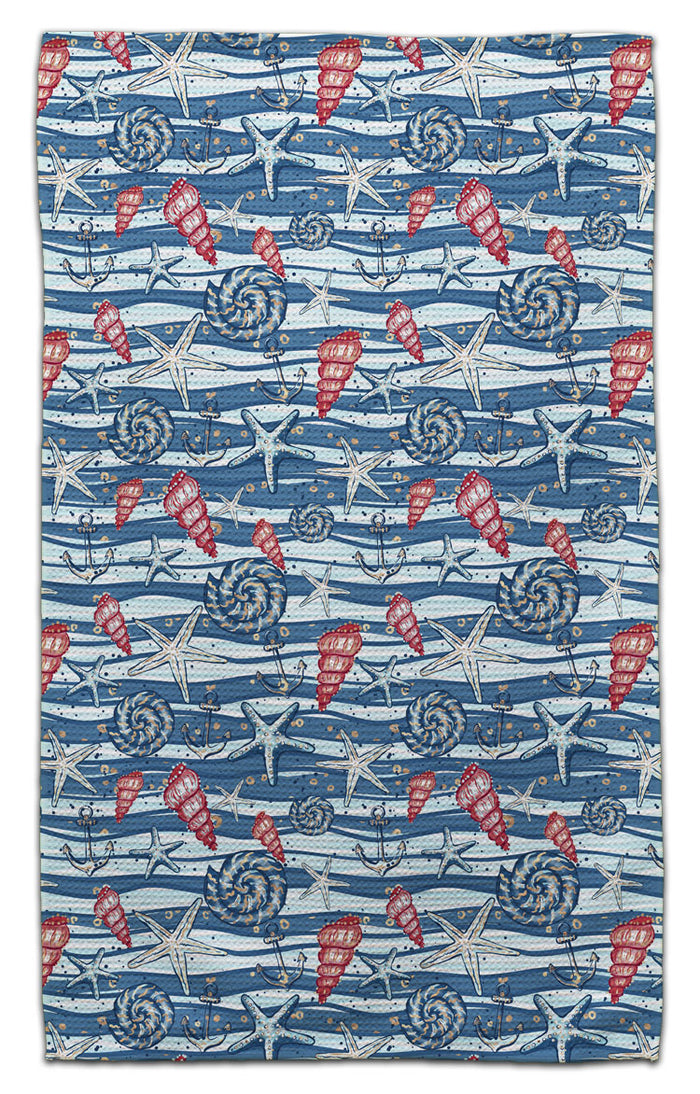 Underwater Shells Light 2 Tone Waves Eco-Friendly Towel