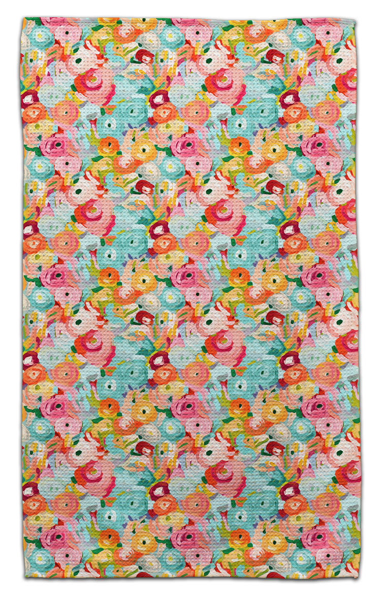 Teal Fall Flowers Eco-Friendly Towel
