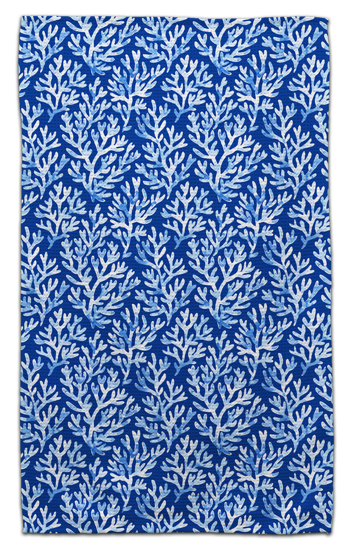 White and Blue Coral Eco-Friendly Towel