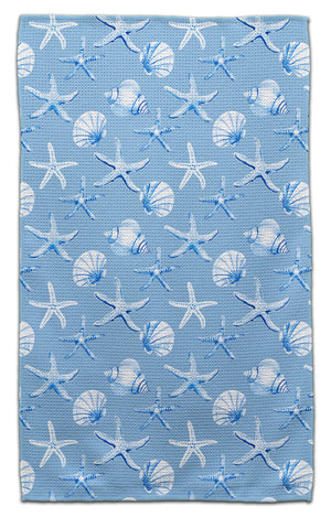 White and Lt Blue Shells Eco-Friendly Towel