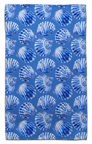 White and Dk Blue Shells Eco-Friendly Towel