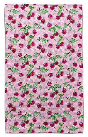 Cherries Pink Background Eco-Friendly Towel