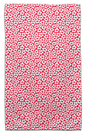 White Flowers on Red Waffle Weave Towel - CJ Bella Co.