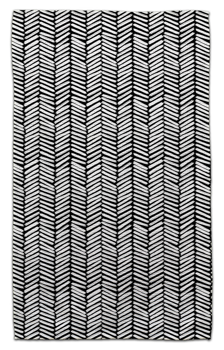 Black & White Herringbone Eco-Friendly Towel