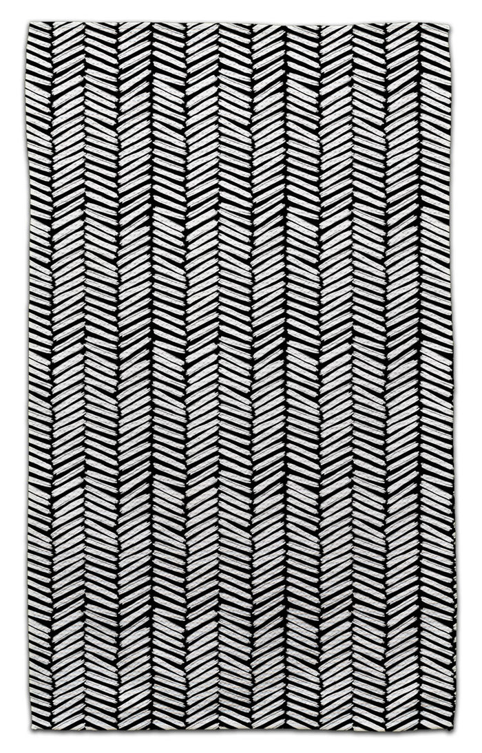 Black & White Herringbone Eco-Friendly Towel