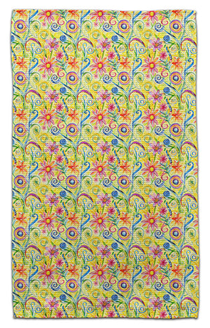 Flowers Swirl Yellow Eco-Friendly Towel