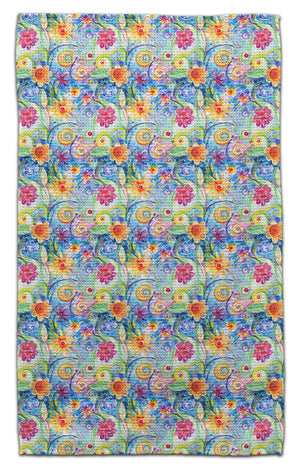 Flowers Swirl Blue Eco-Friendly Towel