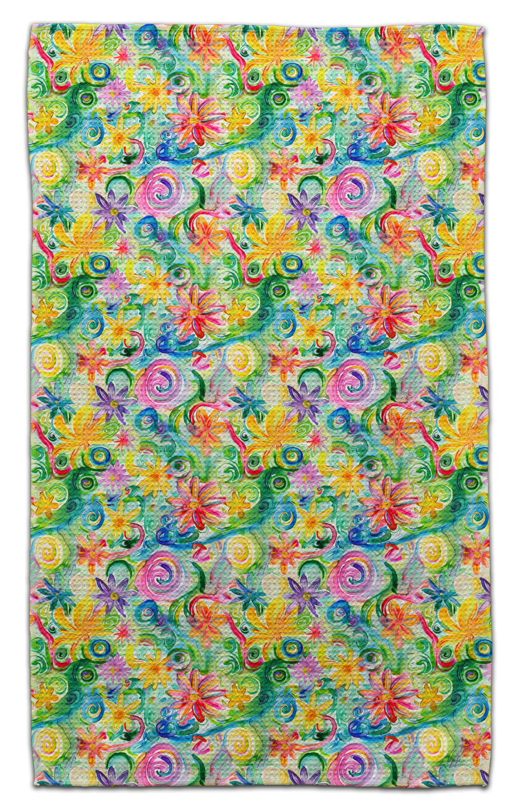 Flowers Swirl Green Eco-Friendly Towel