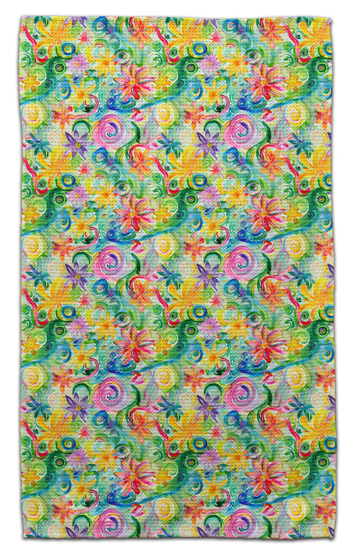 Flowers Swirl Green Eco-Friendly Towel