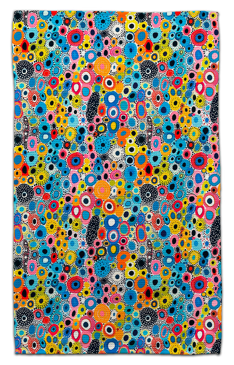 Abstract Black w/Color Circles Eco-Friendly Towel - CJ Bella Co.