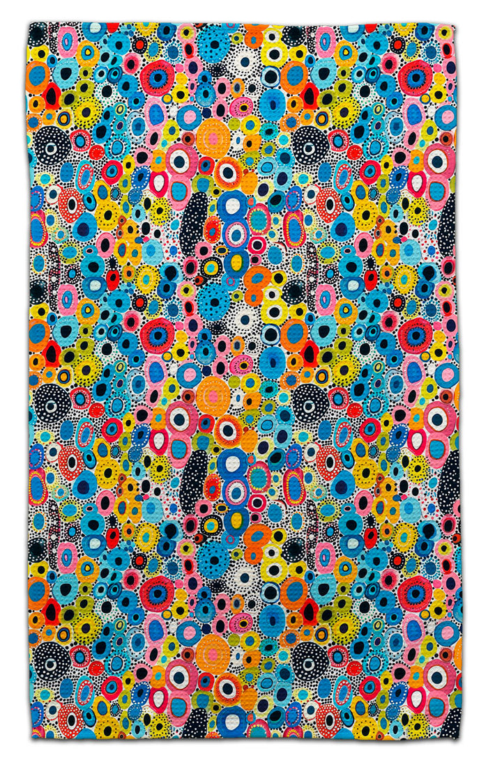 Abstract Black w/Color Circles Eco-Friendly Towel