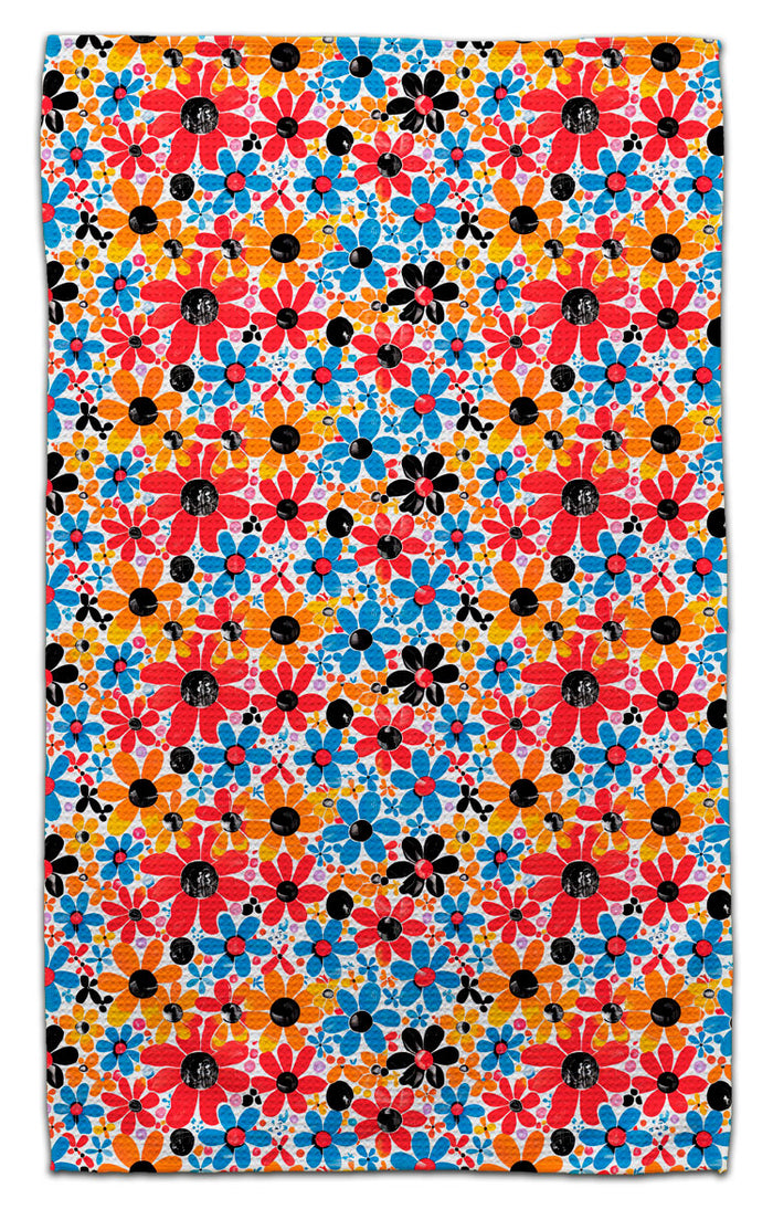 Flowers Black, Red, & Blue Eco-Friendly Towel