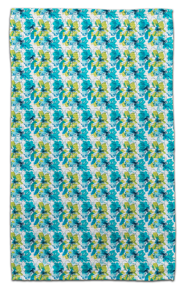Blue/Green Fine Line Hibiscus Eco-Friendly Towel