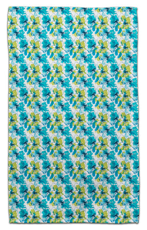 Blue/Green Fine Line Hibiscus Eco-Friendly Towel