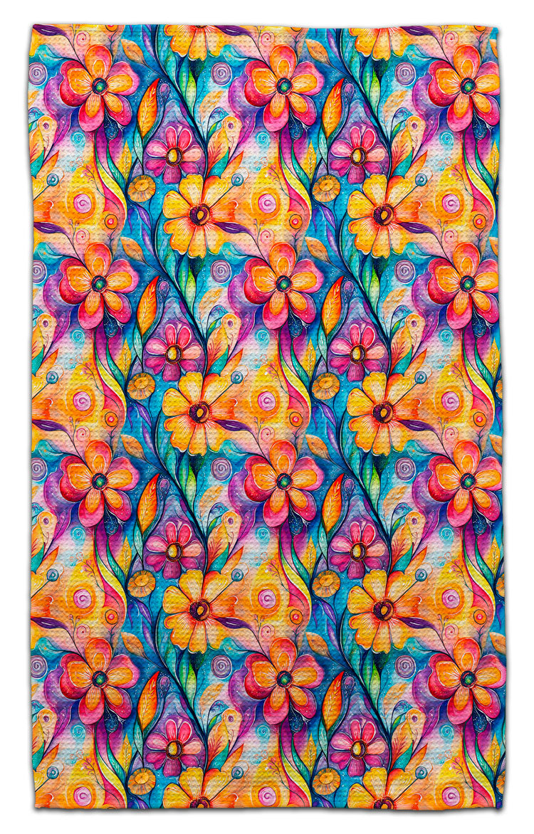 Flowers Flowy Orange/Purple Eco-Friendly Towel