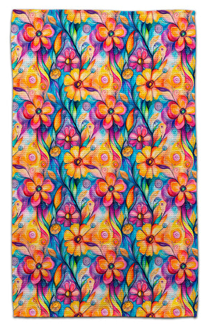 Flowers Flowy Orange/Purple Eco-Friendly Towel