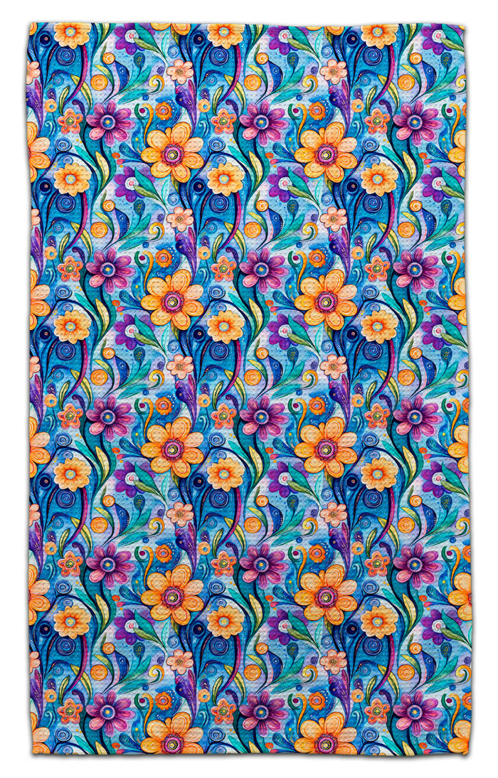 Flowers Flowy Orange/Pink Eco-Friendly Towel