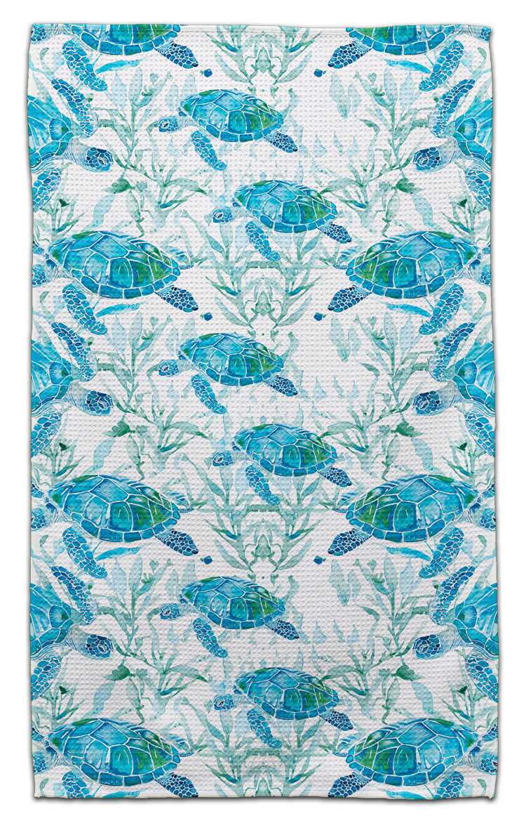 Turtle Blue/Green w/Seaweed Eco-Friendly Towel