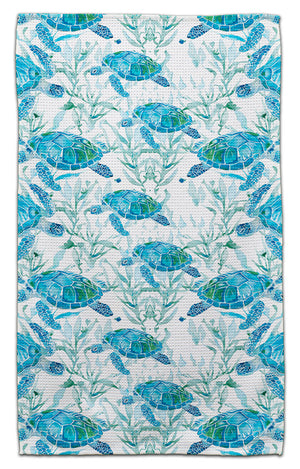 Turtle Blue/Green w/Seaweed Eco-Friendly Towel
