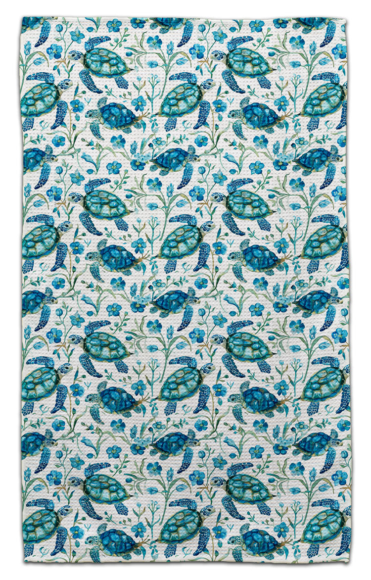 Turtle Blue w/Flowers Eco-Friendly Towel