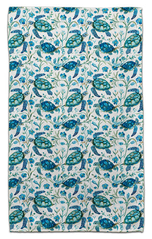 Turtle Blue w/Flowers Eco-Friendly Towel