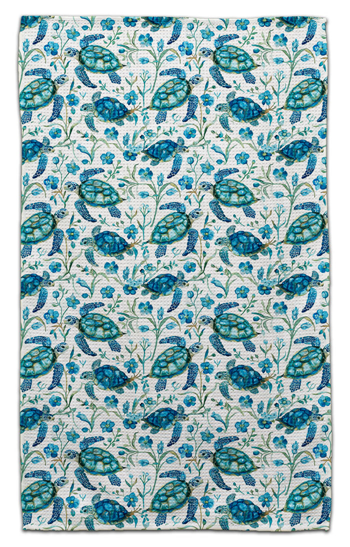 Turtle Blue w/Flowers Eco-Friendly Towel