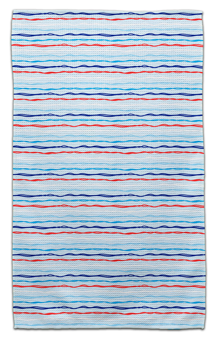 Red, White, Blue Horizontal Stripes Eco-Friendly Towel