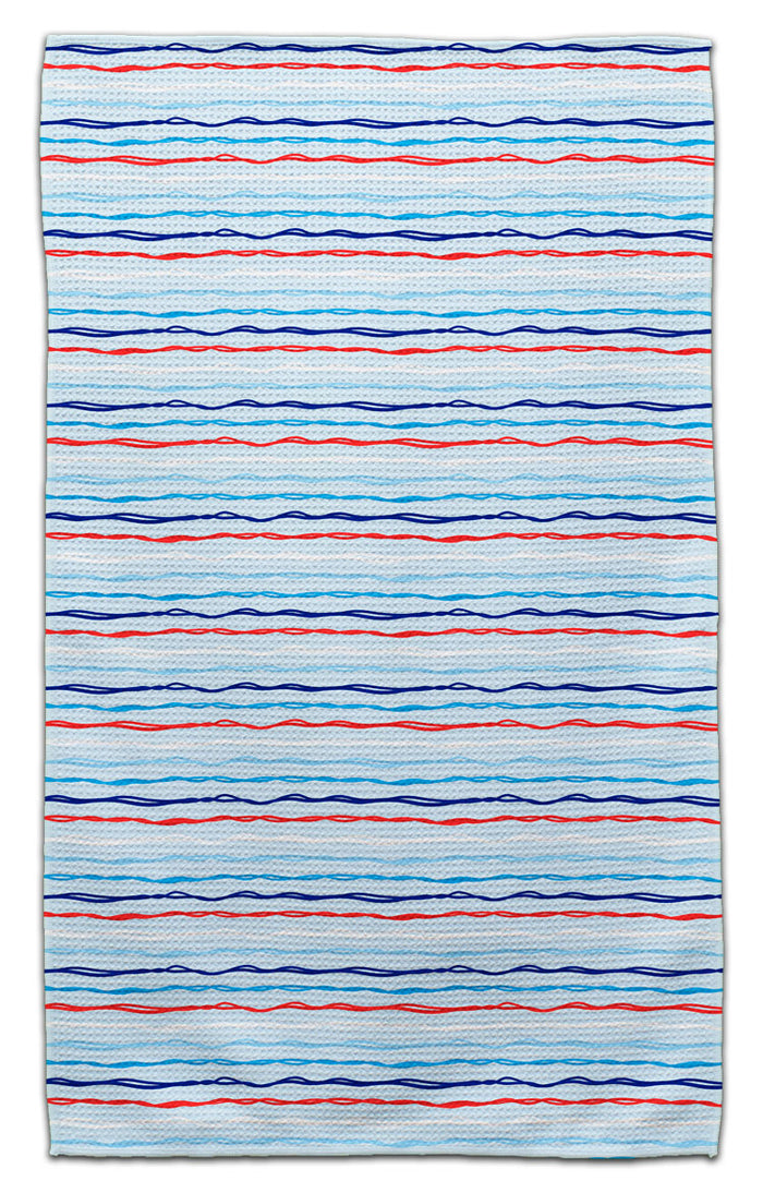Red, White, Blue Horizontal Stripes Eco-Friendly Towel