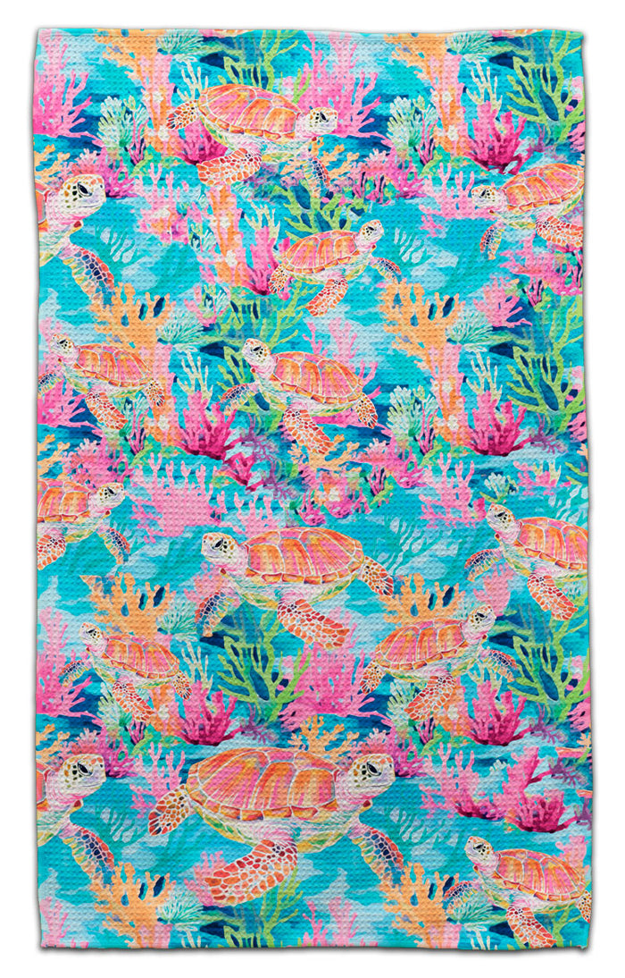 Turtles with Colorful Coral Eco-Friendly Towel