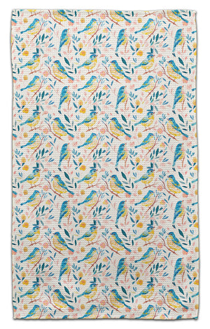 Blue Sparrows on Branches Eco-Friendly Towel