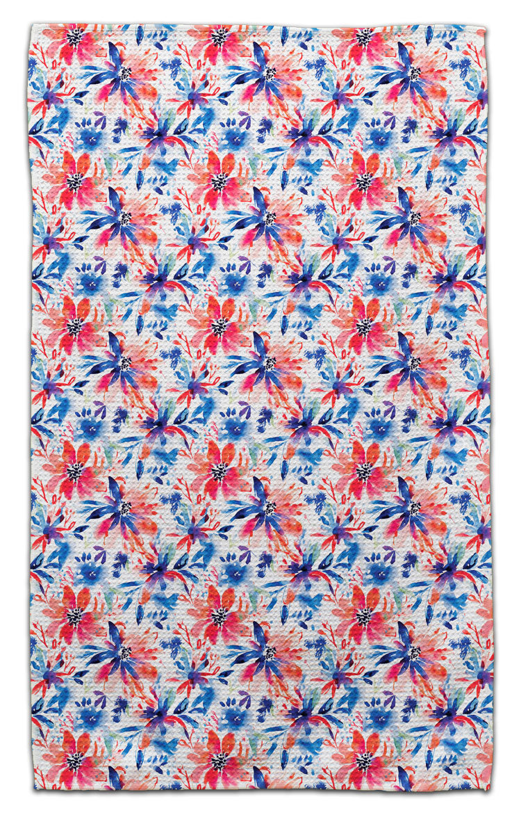 Red, White, Blue Pastel Flowers Eco-Friendly Towel