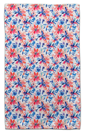 Red, White, Blue Pastel Flowers Eco-Friendly Towel