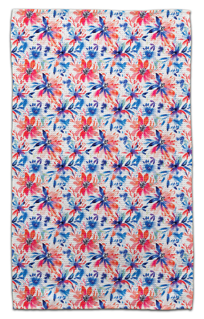 Red, White, Blue Pastel Flowers Eco-Friendly Towel