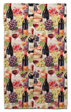 Wine Bottles and Grapes Eco-Friendly Towel