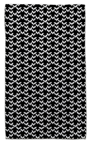 White Leaves on Black Eco-Friendly Towel