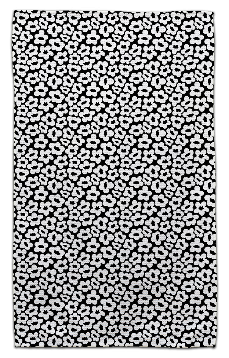 White Flowers on Black Eco-Friendly Towel
