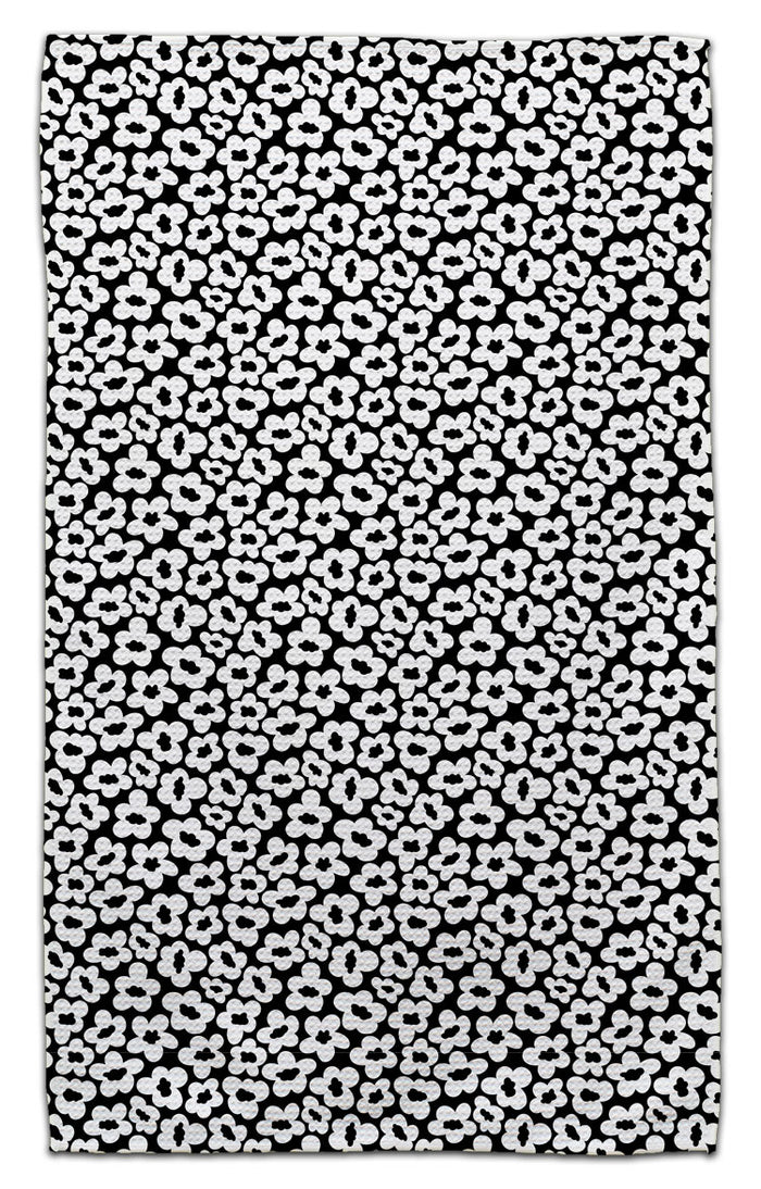 White Flowers on Black Eco-Friendly Towel