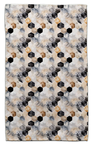 Beige & Black Hexagons Eco-Friendly Towel