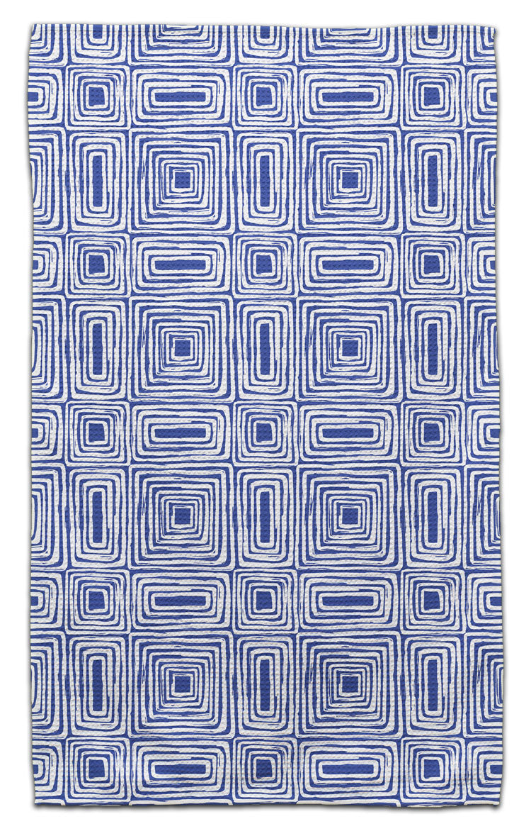 Blue Boho Rectangles Eco-Friendly Towel